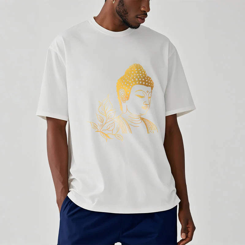 Buddha Stones Golden Leaves Meditation Buddha Tee T-shirt