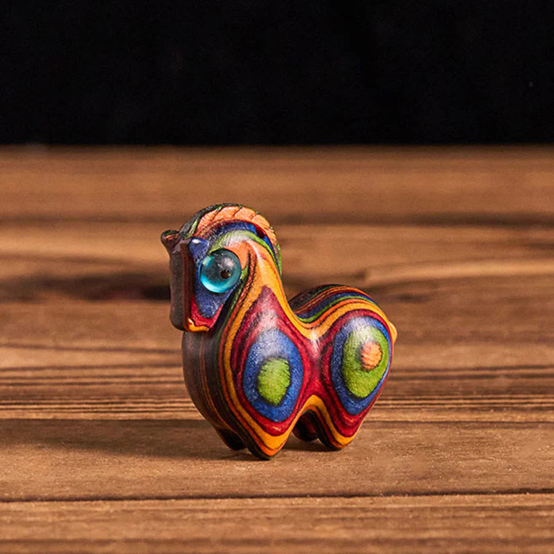 Buddha Stones Year Of The Horse Carved Tang Horse Rainbow Eucalyptus Creativity Desk Decoration