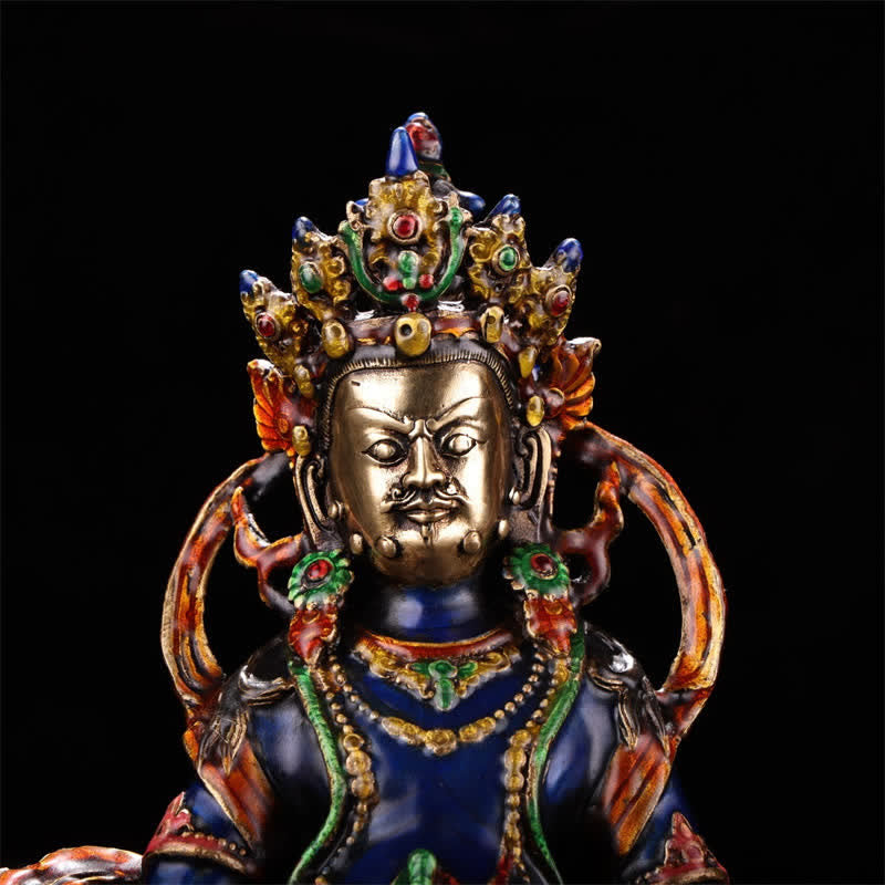 Buddha Stones Yellow Jambhala Bodhisattva Figurine Serenity Copper Statue Home Decoration