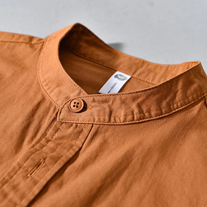 Buddha Stones Crew Neck Solid Color Men's Long Sleeve Cotton Thickened Jacket With Pockets