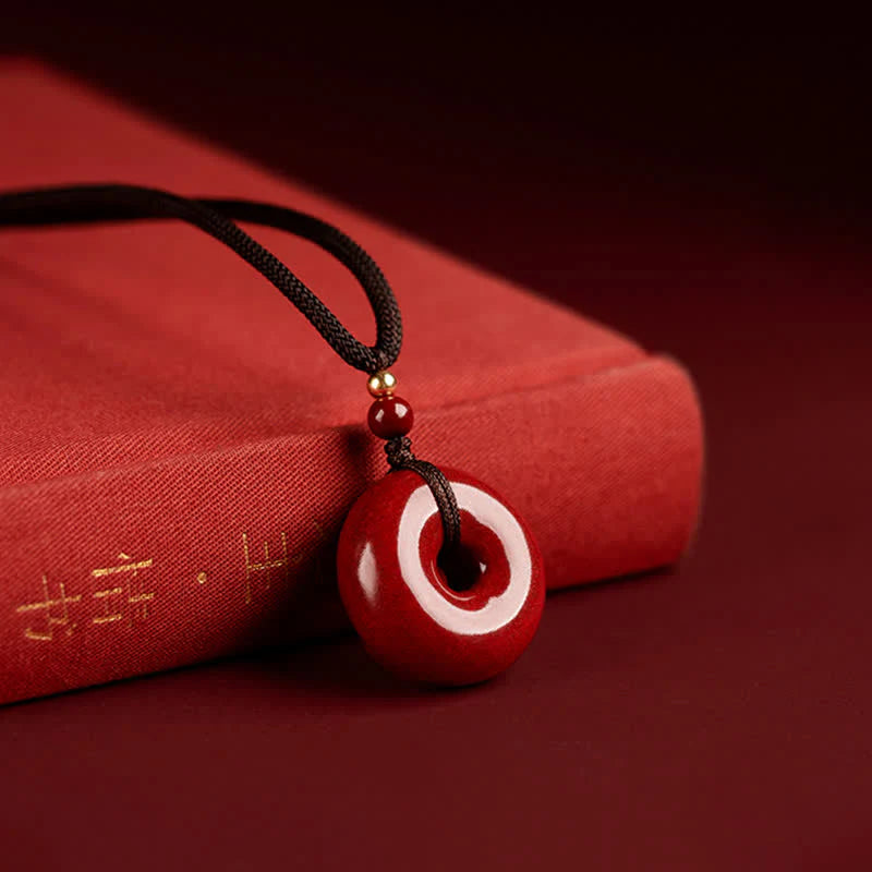 Buddha Stones Cinnabar Peace Buckle Calm Blessing Necklace Pendant (Extra 35% Off | USE CODE: FS35)