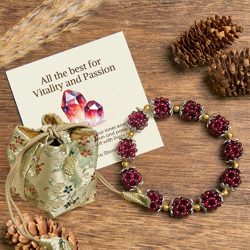 Buddha Stones All the best for Vitality and Passion Garnet Bracelet Includes Gift Message Card