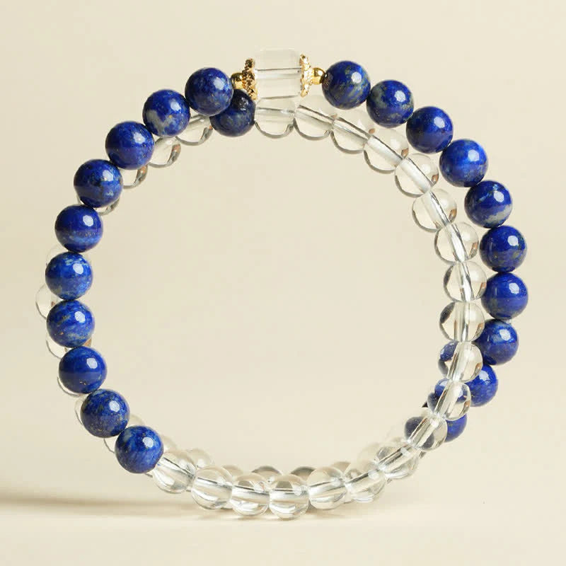 Buddha Stones Lapis Lazuli Clear Quartz Balance Beaded Bracelet