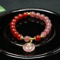 Buddha Stones Strawberry Quartz Red Agate Peace Buckle Positive Luck Bracelet