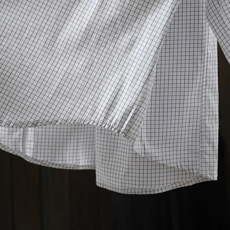 Buddha Stones Plaid Contrasting Buttons Down Long Sleeve Women's Cotton Shirt