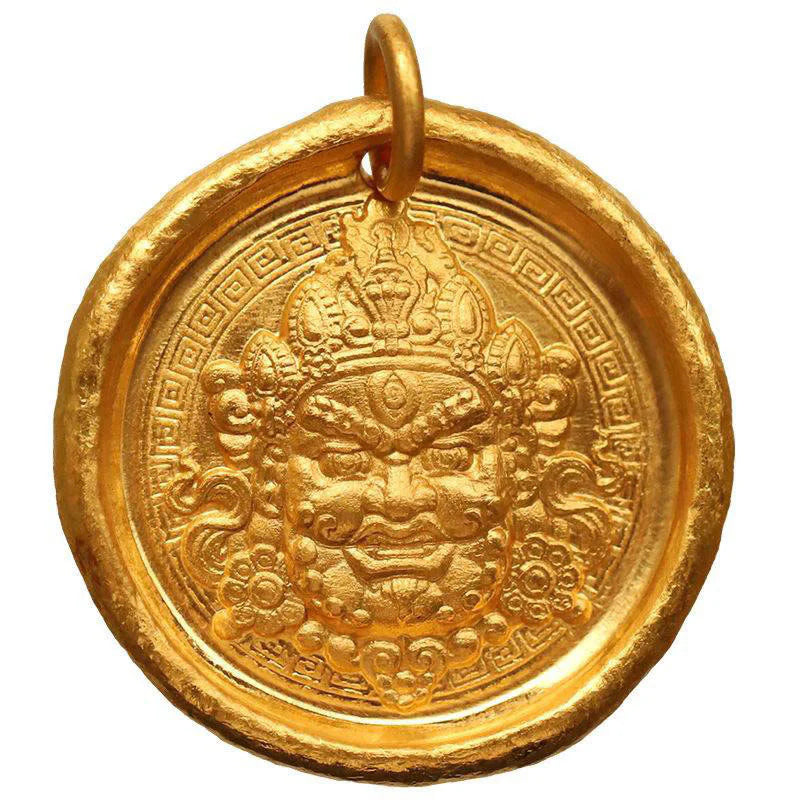 Buddha Stones 24k Gold Plated Brass Yellow Jambhala Prosperity Protection Chain Pendant Necklace