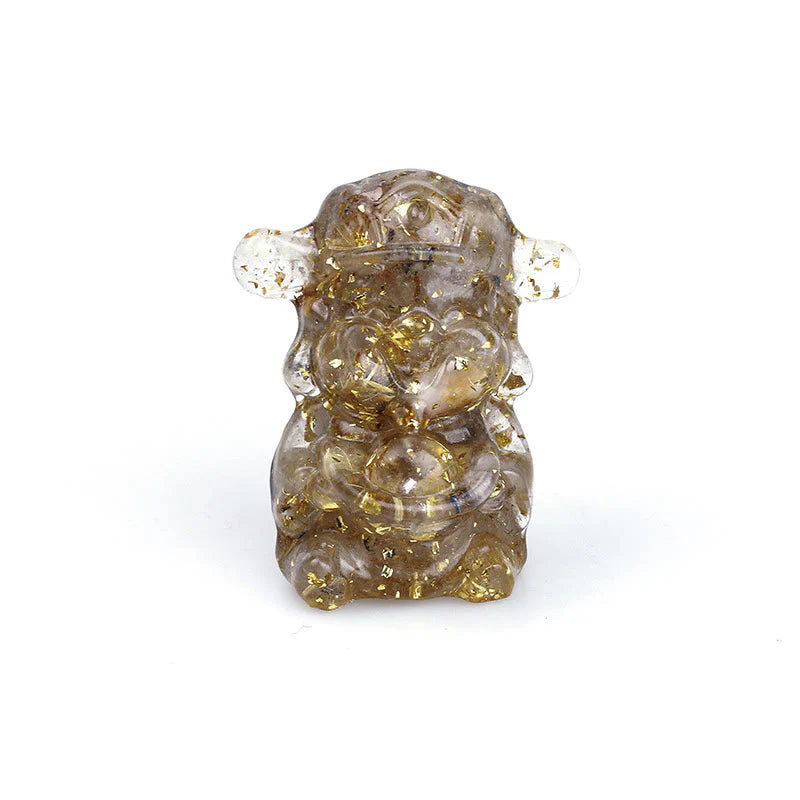 Buddha Stones God of Wealth Amethyst Crystal Resin Energy Fortune Home Decoration