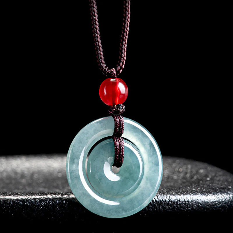 FREE Today: Auspicious and Protection Green Jade Double Peace Buckle Necklace Pendant