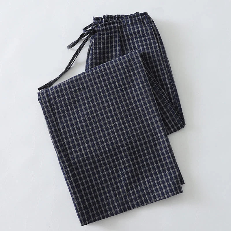 Buddha Stones Casual Plaid Pattern Women's Cotton Wide Leg Pants With Pockets