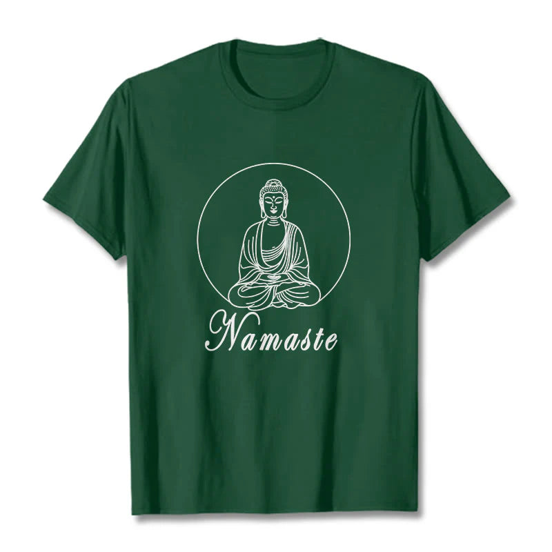 Buddha Stones NAMASTE Buddha Meditating Tee T-shirt