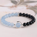 Buddha Stones Aquamarine Black Obsidian Peace Purification Bracelet