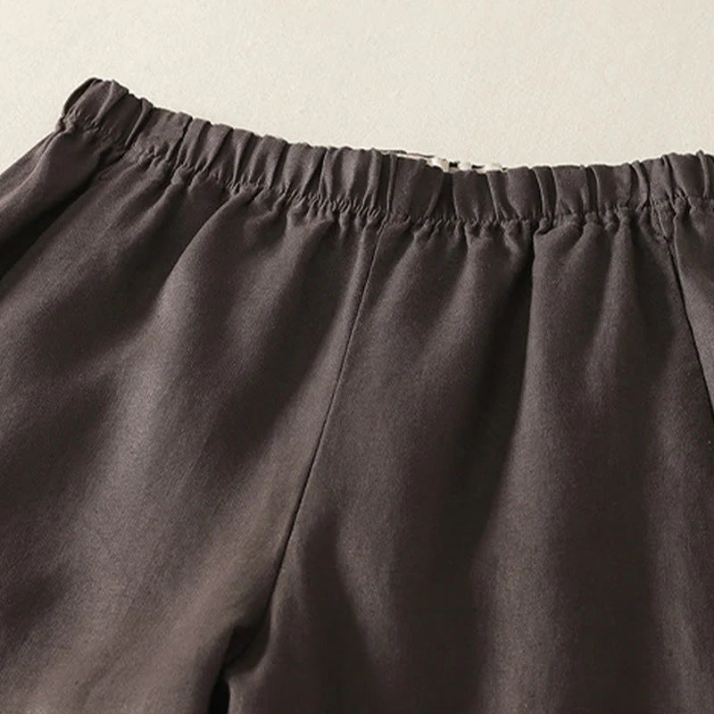 Buddha Stones Daily Plain Simple Design Cotton Linen Women's Pants With Pockets