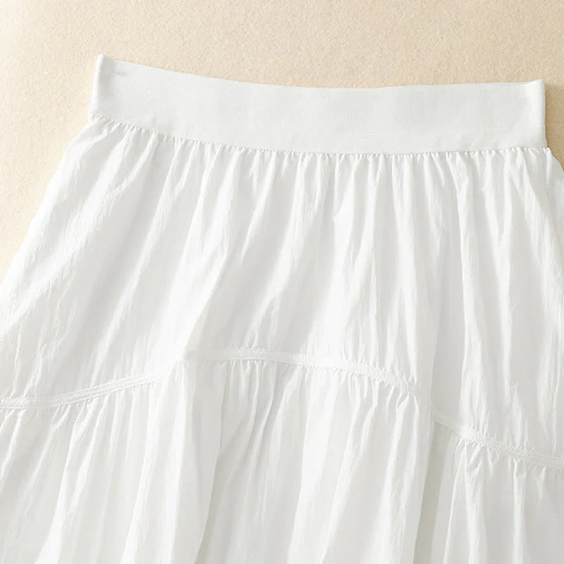 Buddha Stones Simple Lines Elastic Waist Women's Skirt With Pockets