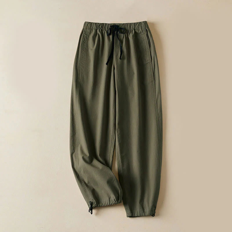 Buddha Stones Fall Drawstring 7-8 Length Cotton Women's Cargo Pants With Pockets