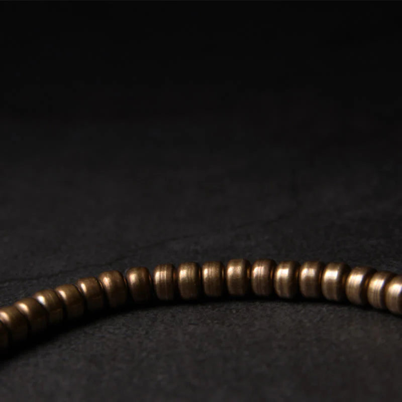 Buddha Stones Simple Design Copper Brass Bead Luck Wealth Bracelet