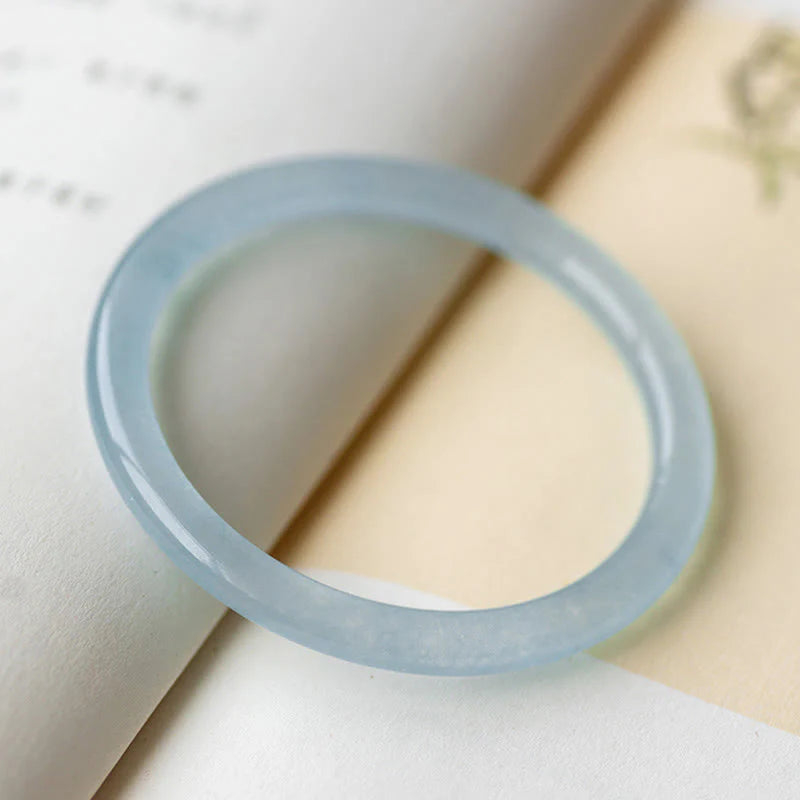 Buddha Stones Natural Aquamarine Serenity Bangle Bracelet (Extra 30% Off | USE CODE: FS30)