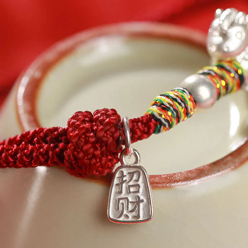 Buddha Stones 999 Sterling Silver Year Of The Horse Freedom Manually Made String Bracelet