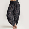 Buddha Stones Cotton Casual Flower Petals Design Women's Elastic Waist Harem Pants