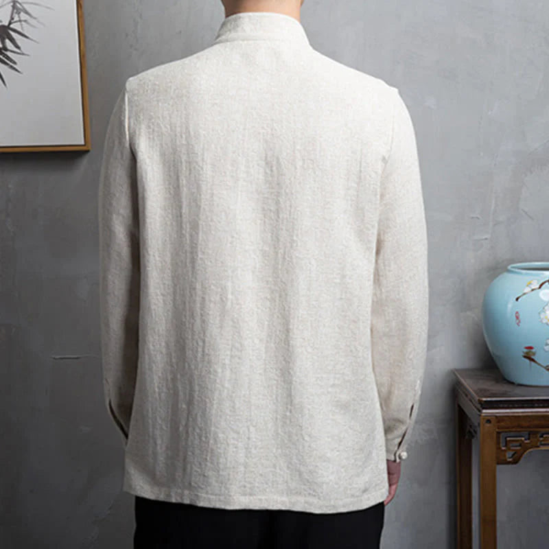 Buddha Stones Solid Color Chinese Tang Suit Jacket Men Clothing
