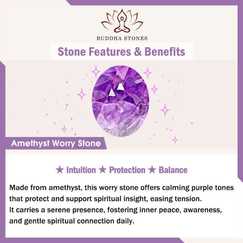 FREE Today: Calm & Strength Natural Small Amethyst Worry Stone Crystal Decor 3.5*4.5cm