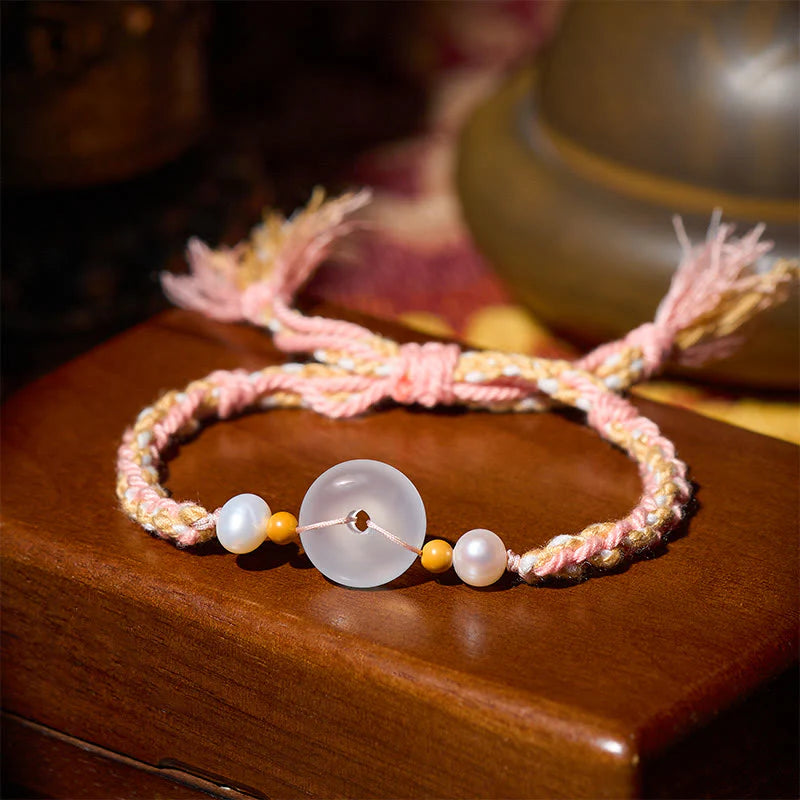 Buddha Stones Chalcedony Peace Buckle Positive Bracelet