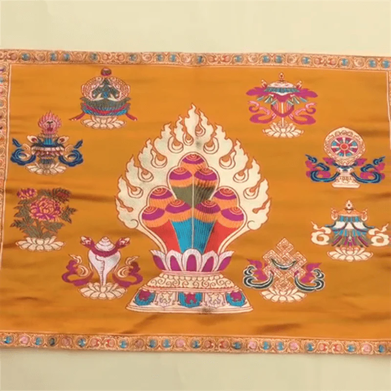 Buddha Stones Prayer Altar Mat Healing Meditation 8 Auspicious Symbols Mat