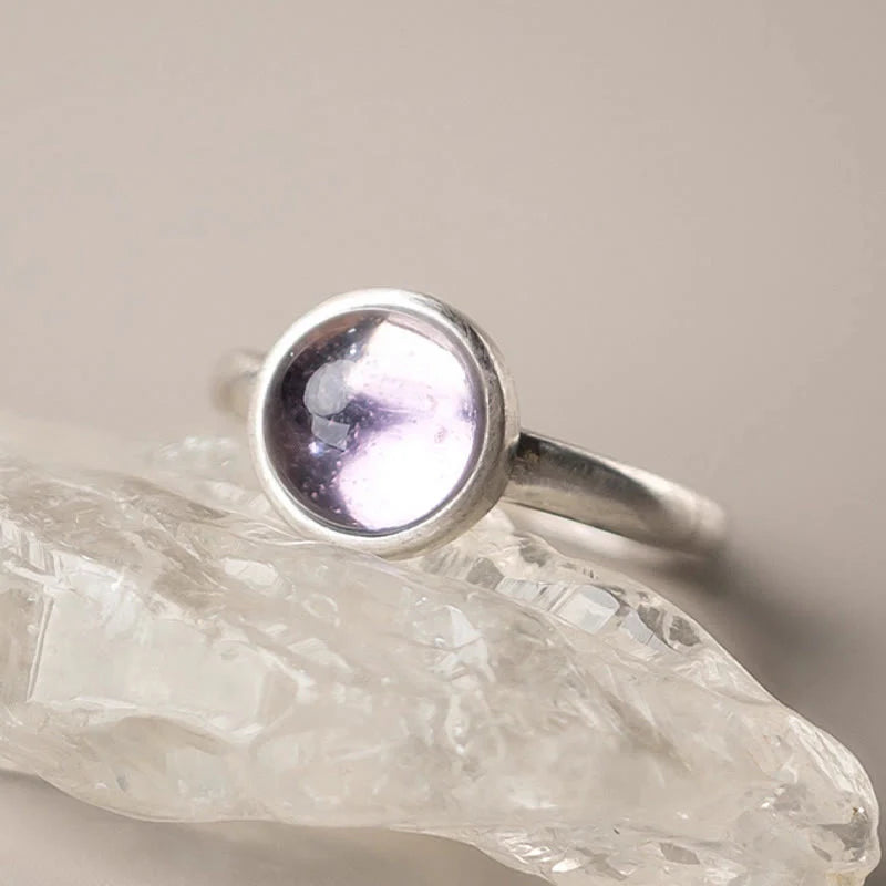 Buddha Stones Natural 925 Sterling Silver AmethystÂ Adjustable Balance Ring