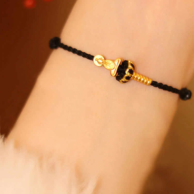 Buddha Stones Formless Buddha Lotus Knot Red String Protection Braided Bracelet