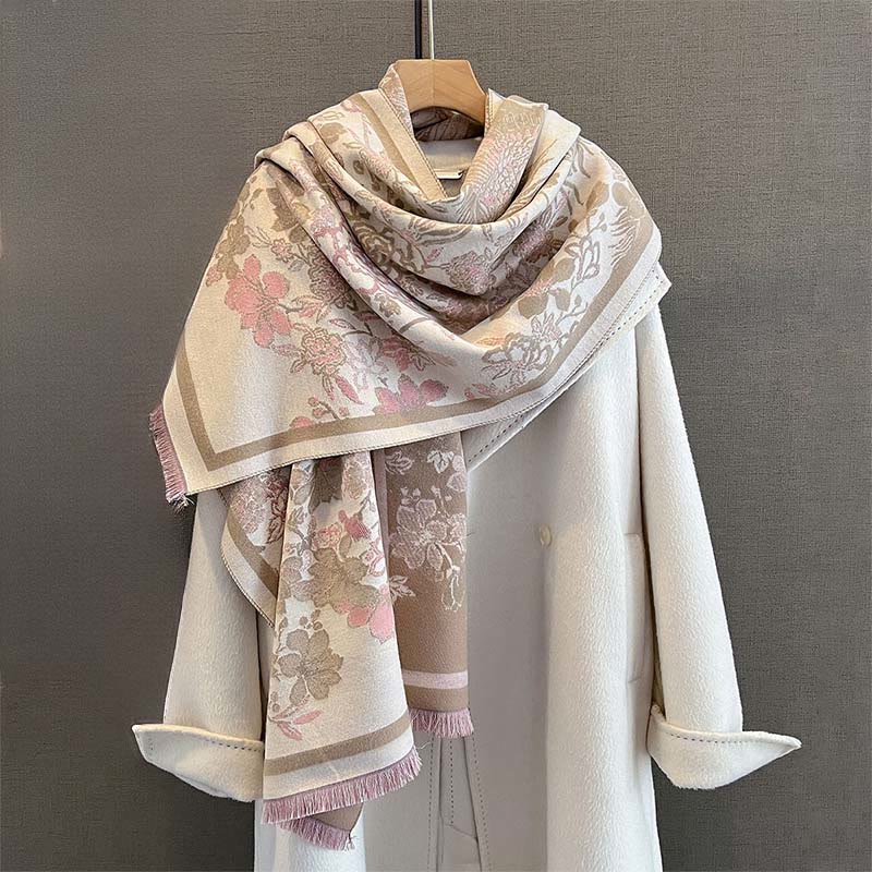 Buddha Stones Fall Phoenix Flowers Pattern Soft Scarf Shawl