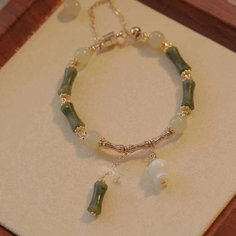 FREE Today: Keep Alive Jade Bamboo Pattern Luck Abundance Bracelet