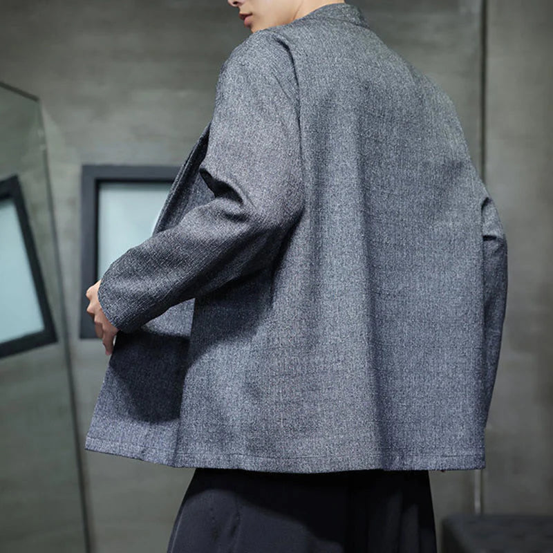 Buddha Stones Spring Fall Solid Color Long Sleeve Men's Jacket