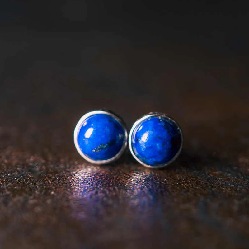 Buddha Stones Vintage 925 Sterling Silver Lazurite Balance Earrings