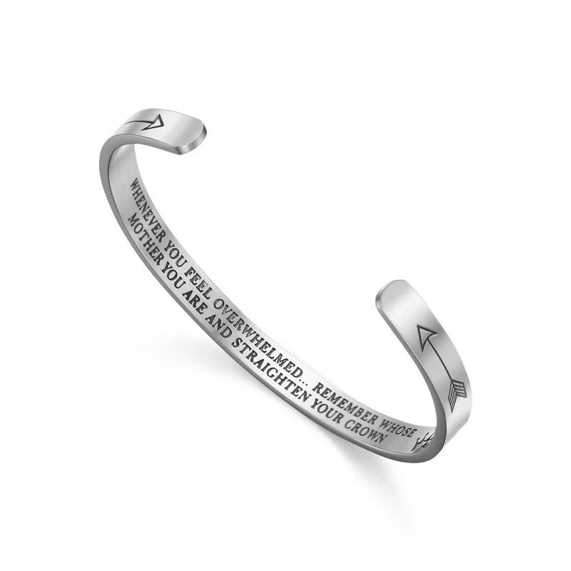 Buddha Stones Inspirational Bracelets Personalized Gift for Her Him Engraved Mantra Cuff Bangle Crown Jewelry (Extra 40% Off | USE CODE: FS40)