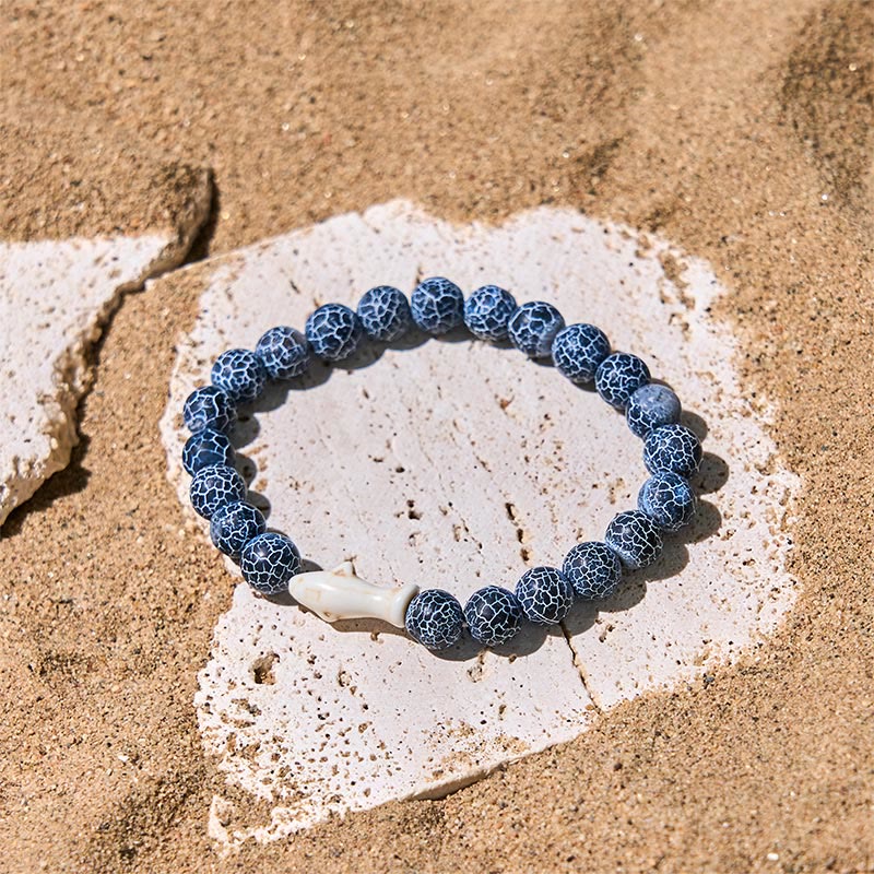 Buddha Stones Natural Agate Stone Shark Wisdom Bracelet