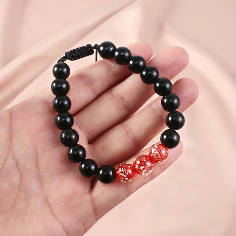 Buddha Stones Black Obsidian Luminous Glowstone Strength Bracelet