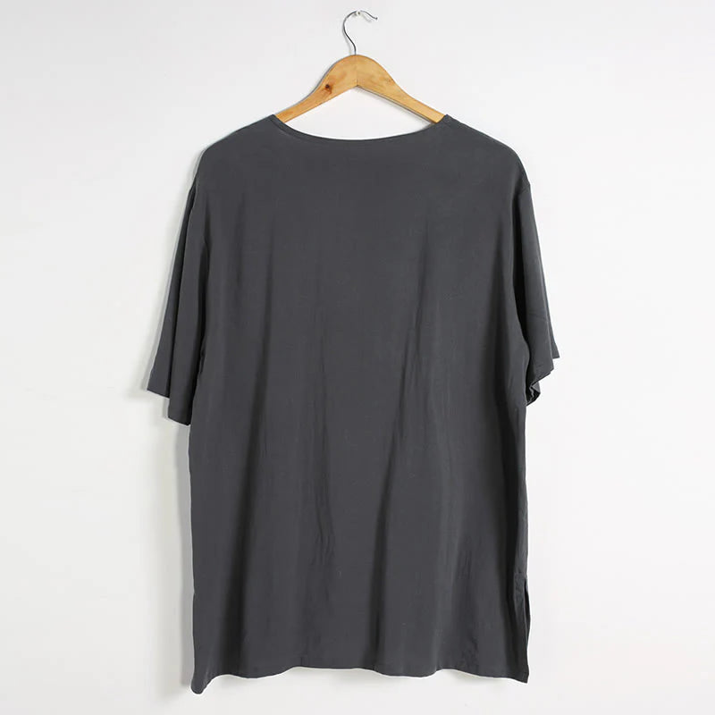 Buddha Stones Men's Solid Color Round Neck Short Sleeve CottonÂ Linen Shirt