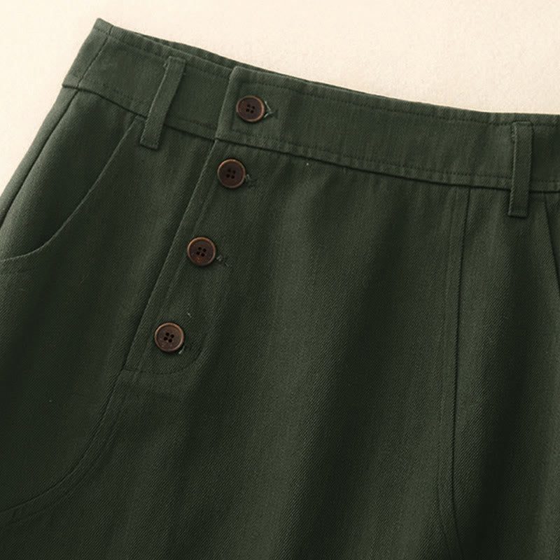 Buddha Stones Women's Plain Cotton Skirt With Pockets