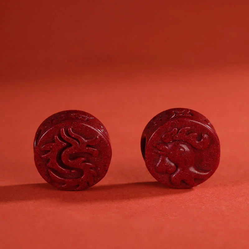 Buddha Stones Year of the Dragon 925 Sterling Silver Chinese Zodiac Cinnabar Auspicious Matches Blessing Bracelet (Extra 35% Off | USE CODE: FS35)