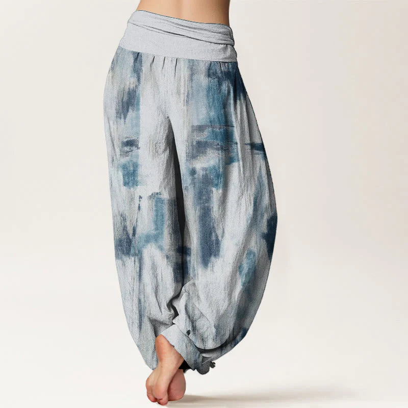 Buddha Stones Pure Cotton Tie Dye Pattern Design Women's Elastic Waist Harem Pants