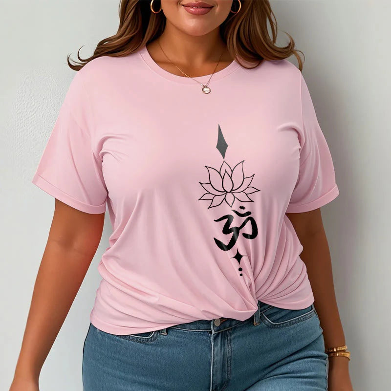 Buddha Stones Om Symbol Lotus Tee T-shirt