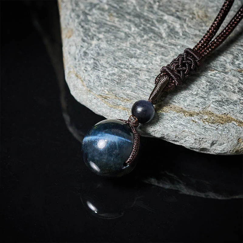 Buddha Stones Tiger's Eye Silver Sheen Obsidian Gold Sheen Obsidian Rainbow Obsidian Positive Necklace Pendant