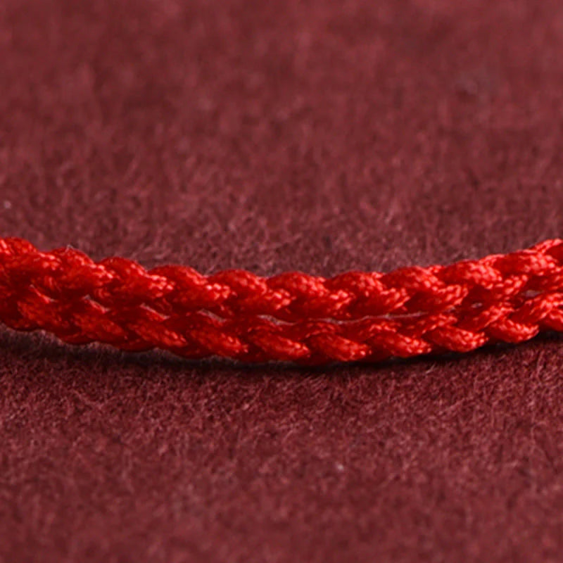 Buddha Stones 999 Gold Mini Three Beads Design Handmade Luck Rope Bracelet Anklet