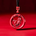 Buddha Stones Year Of The Horse Carving Peace Buckle Natural Cinnabar Concentration Necklace Pendant
