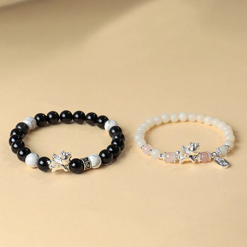 Buddha Stones 999 Sterling Silver Year Of The Horse Natural Black Obsidian Bodhi Seed Strength Bracelet