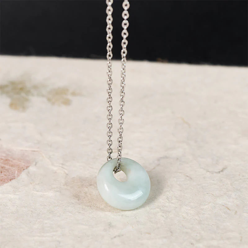 Buddha Stones Round Buckle Jade Luck Necklace Pendant