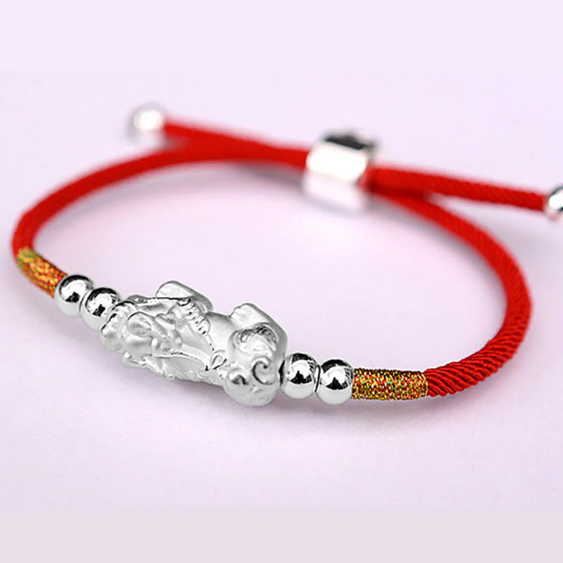 Buddha Stones 24K Gold-Plated PiXiu Luck Red String Bracelet