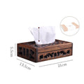 Retro Wooden Tissue Box Engraved Wooden Tissue Holder Wipes Boxes Decoration