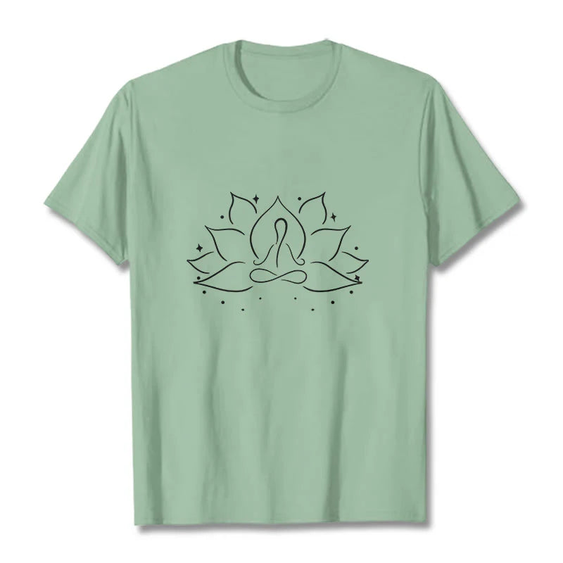 Buddha Stones Lotus Flower Meditative Yoga Pose Design Tee T-shirt