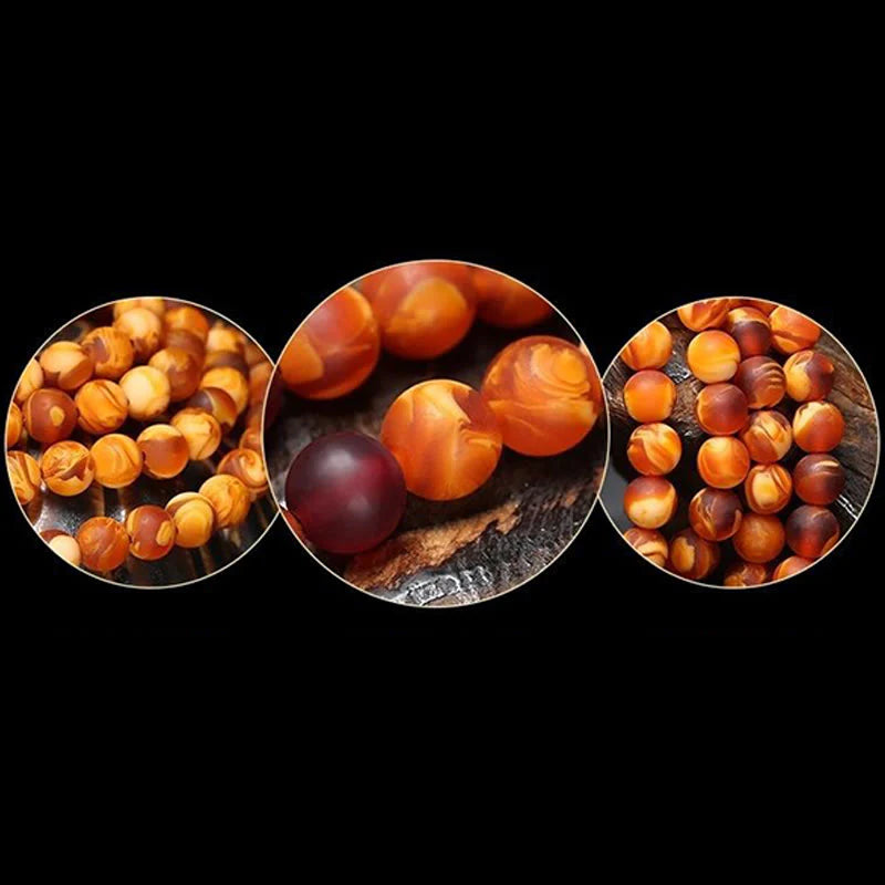Buddha Stones 108 Tibetan Amber Round Beads Clear Anxiety Mala