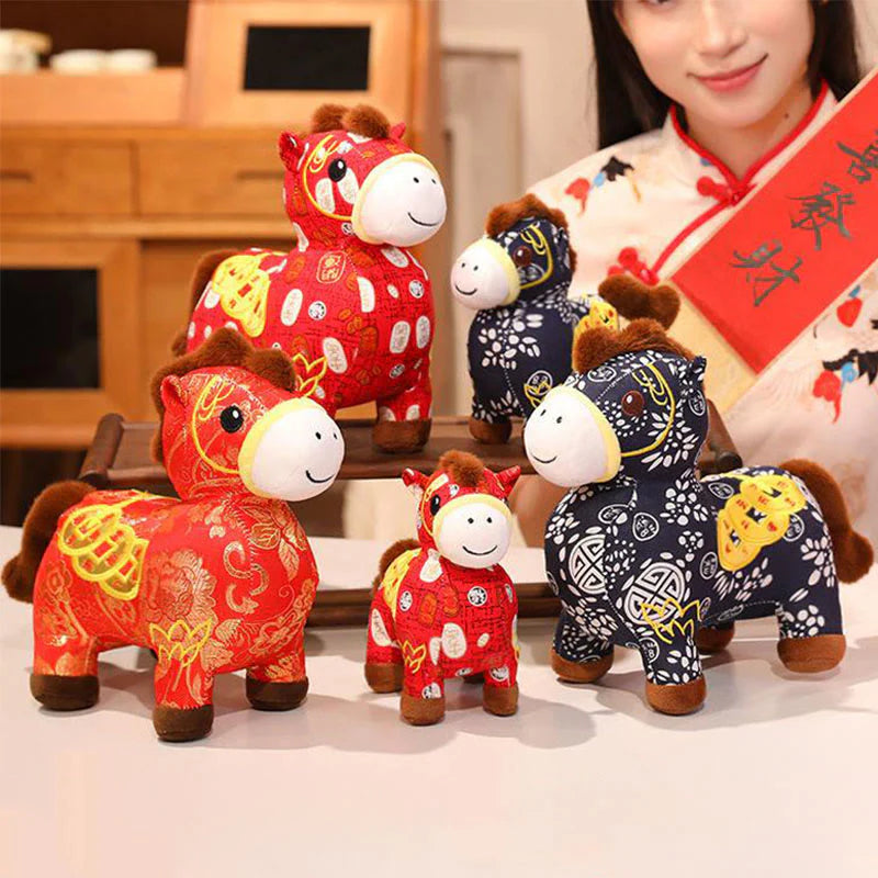 Buddha Stones Year of the Horse Copper Coins Plush Doll Home Decoration